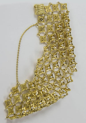 Diamond Star Lace Wide Gold Modernist Bracelet