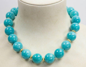 Large Blue Amazonite Gemstone Statement Necklace
