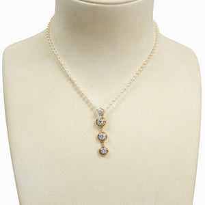 Beautiful Diamond Gold Drop Pendant and Pearl Necklace