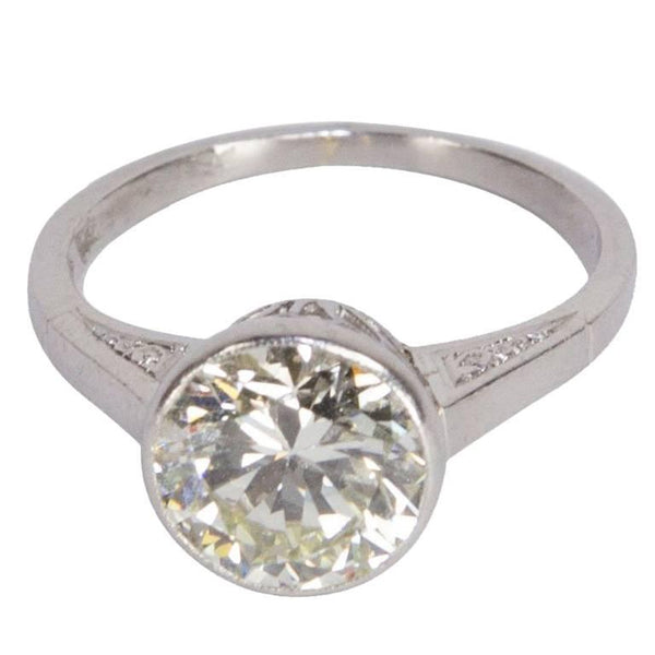 2.52 Carat Solitaire Diamond Art Deco Platinum Ring