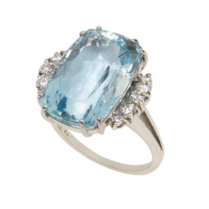 18.02 Carat Aquamarine Diamond Gold Statement Engagement Ring