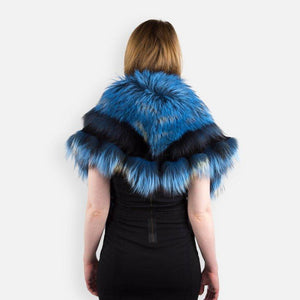 Luxurious Oversized Blue Racoon and Fox White Fringe Fur Statement Stole