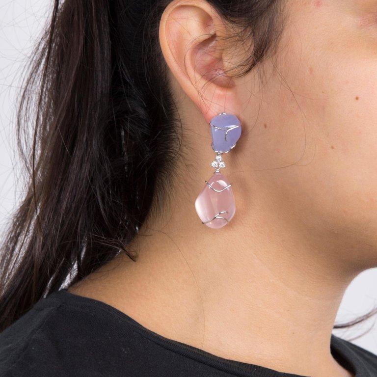DREAMJWELL - Beautiful Long Blue-pink Party Wear Earrings DJ29360 –  dreamjwell