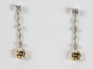 Estate Diamond Drop Gold Heirloom Quality Drop Earrings