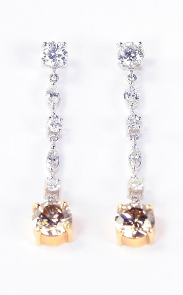 Estate Diamond Drop Gold Heirloom Quality Drop Earrings