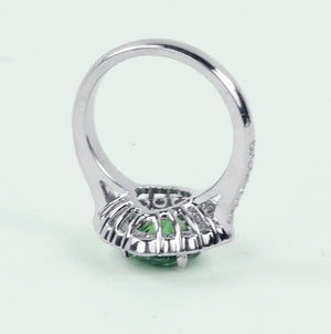 3.65 Carat Demantoid Garnet Diamond Platinum Engagement Ring