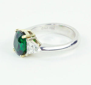 2.90 Carat Tsavorite Garnet Diamond Solitaire Gold Engagement Ring