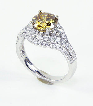 1.63 Carat Fancy Orange Brown Diamond Gold Engagement Ring