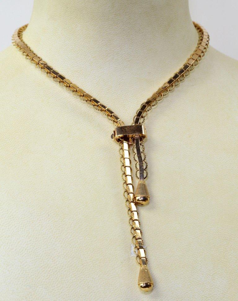 Fashion Jewelry, Jewelry, Shiny Gold Tone Zipper Lariat Necklace
