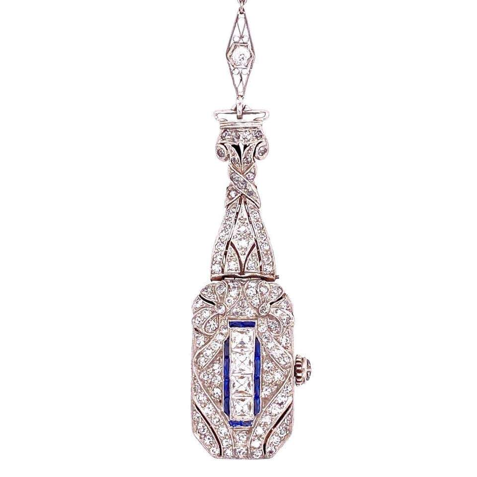 Art Deco 4.00 Carat Diamond Platinum Watch Pendant Necklace Estate Fin -  Coach Luxury