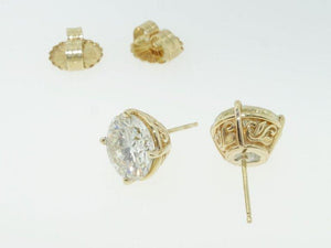 6.10 Carat Diamond Vintage 14 Karat Gold Stud Earrings Estate Fine Jewelry