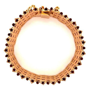 Retro Multi Row Link Rose Gold Bracelet Fine Estate Jewelry