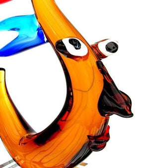 Exceptional Multi Sommerso Picasso Style Abstract Face Art Glass Sculpture
