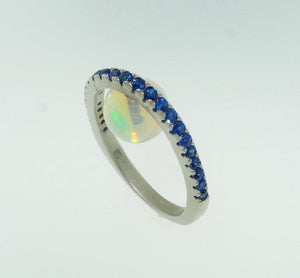 3.63 Carat Opal and Blue Sapphire Statement Ring