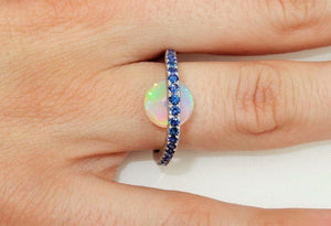 3.63 Carat Opal and Blue Sapphire Statement Ring