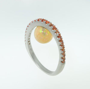 3.10 Carat Opal and Orange Sapphire Ring
