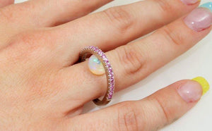 2.88 Carat Opal and Pink Sapphire Ring