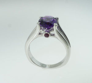 2.30 Carat Amethyst and Sapphire Solitaire Ring