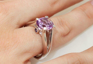 2.33 Carat Rose de France Amethyst and Sapphire Ring