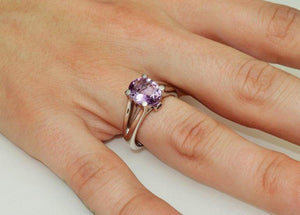 2.33 Carat Rose de France Amethyst and Sapphire Ring