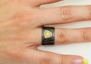 Dynamic Solitaire Ethiopian Opal Ring