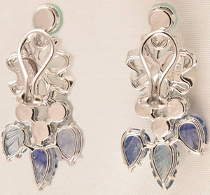 Tony Duquette Crystal Flower Sapphire Diamond Emerald Aquamarine Gold Earrings