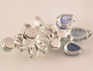 Tony Duquette Crystal Flower Sapphire Diamond Emerald Aquamarine Gold Earrings