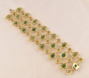 Exquisite Tony Duquette Chrysoprase Coral and Black Pearl Gold Bracelet