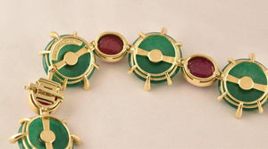 Tony Duquette Ruby, Star Ruby, Agate, Emerald and Diamond Gold Brooch Necklace