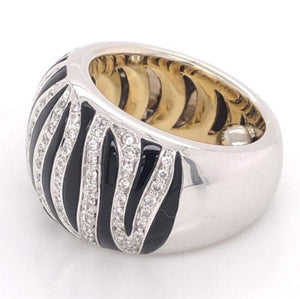Roberto Coin Diamond and Enamel Gold Ring Fine Estate Jewelry