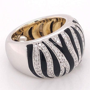 Roberto Coin Diamond and Enamel Gold Ring Fine Estate Jewelry