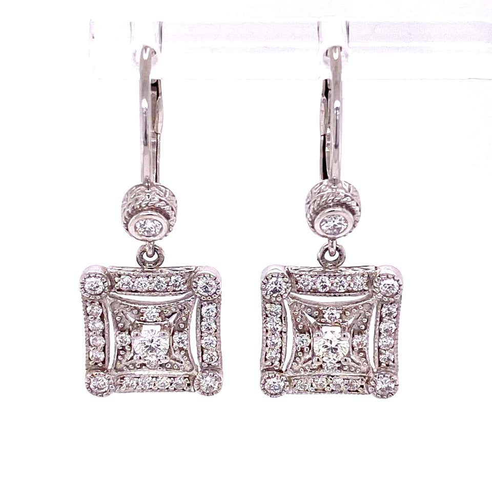 1.00 Cts White Gold Diamond Designer Earrings| Surat Diamond Jewelry
