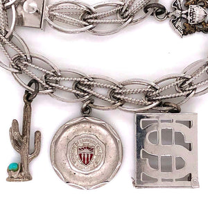 Vintage USC Sterling Silver Charm Bracelet with $5 US Bill in Box Estate Find