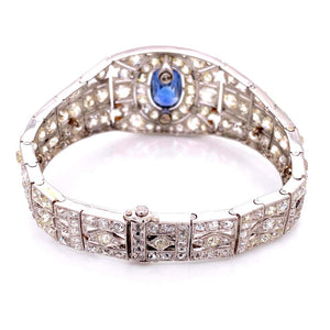 25 Carat Diamond and Sapphire Art Deco Platinum Bracelet Estate Fine Jewelry GIA