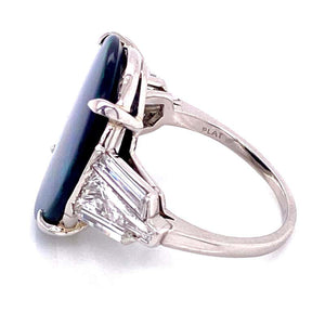 5.80 Carat Black Opal and Diamond Platinum Cocktail Ring