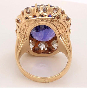 Victorian 15Carat NO HEAT Cushion Sapphire Diamond Gold Ring Estate Fine Jewelry