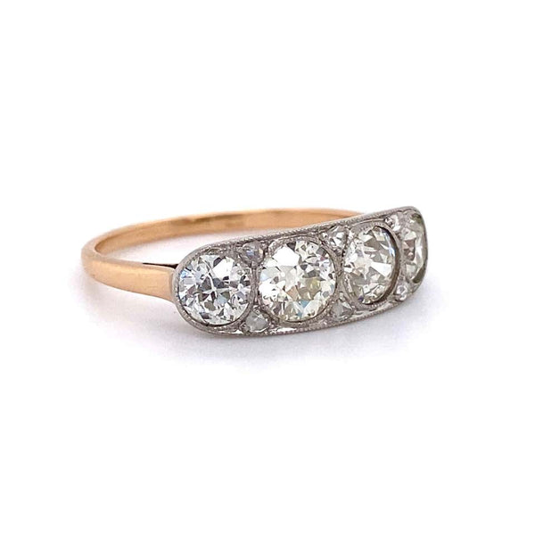 1.80 Carat Diamond Edwardian Platinum Ring Estate Fine Jewelry