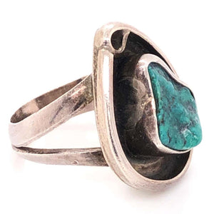 Native American Turquoise Navajo 925 Sterling Silver Ring Estate Find