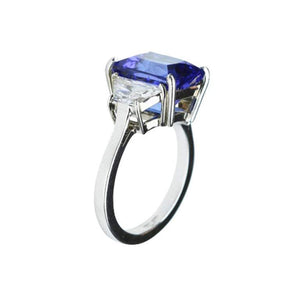 5.73 Carat Tanzanite Cushion and Diamond Platinum Engagement Ring