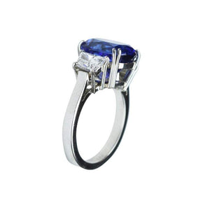 6.60 Carat Tanzanite Cushion and Diamond Platinum Engagement Ring