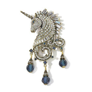 Heidi Daus Signed Crystal Untamed Beauty Unicorn Brooch Pin Estate Find