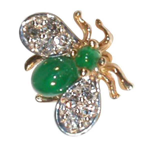 Emerald Diamond Gold Fly Brooch Pin