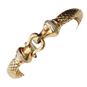 Diamond Gold Mesh Hook and Loop Bangle Bracelet