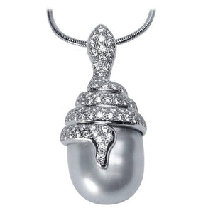 Sensational Large South Sea Pearl Diamond Gold Snake Pendant Necklace