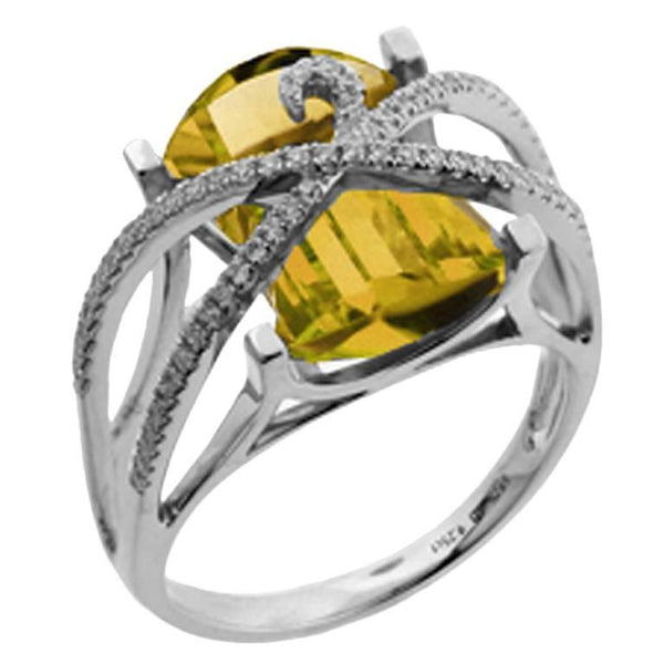Awesome Citrine Diamond Gold Statement Ring
