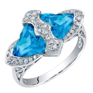 Beautiful Blue Topaz Diamond Gold Ring