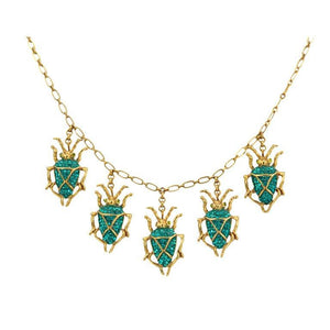 Askew London Signed Scarab Drops Necklace