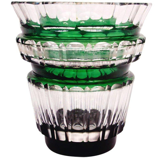 Outstanding Val Saint Lambert Green Crystal Vase, C1950s