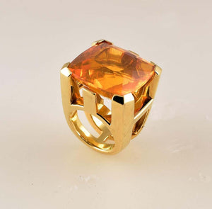 37 Carat Fire Opal Gold Cocktail Ring Tony Duquette Fine Jewelry
