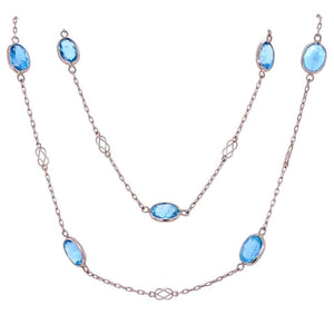 25 Carat Aquamarine Gemstone Platinum Link Necklace Fine Estate Jewelry